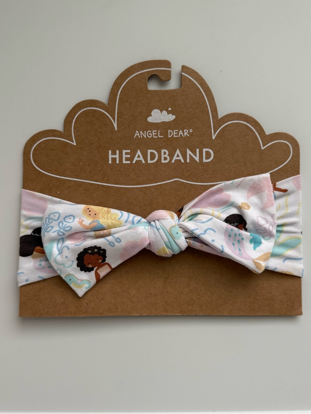 NWT Angel Dear Mermaid Print Bow Headband 0–12M Baby Girl Soft Stretch
